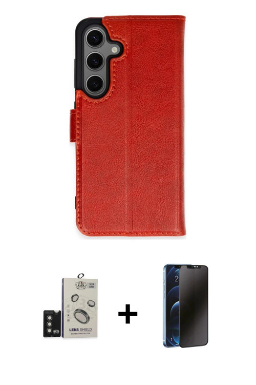 ieg™ Galaxy S24 Kılıf Siluet Işık Serisi - Siyah 3D Antistatik Hayalet Cam Ekran Koruyucu + Titanyum