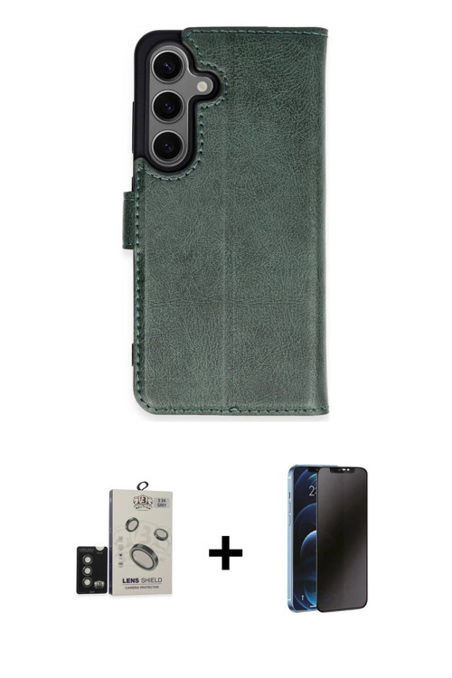 ieg™ Galaxy S24 Kılıf Siluet Işık Serisi - Siyah 3D Antistatik Hayalet Cam Ekran Koruyucu + Titanyum