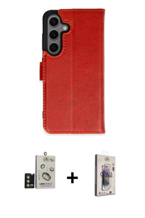 ieg™ Galaxy S24 Kılıf Siluet Işık Serisi - Siyah Bilvis 3D Cam Ekran Koruyucu + Gold Bilvis Titan Ka