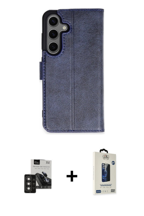 ieg™ Galaxy S24 Kılıf Siluet Işık Serisi - Siyah Bilvis Hayalet Cam Ekran Koruyucu + Titan Gri PVD M