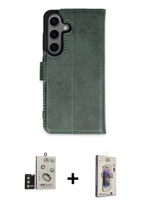 ieg™ Galaxy S24 Kılıf Siluet Işık Serisi - Siyah Bilvis 3D Cam Ekran Koruyucu + Gold Bilvis Titan Ka