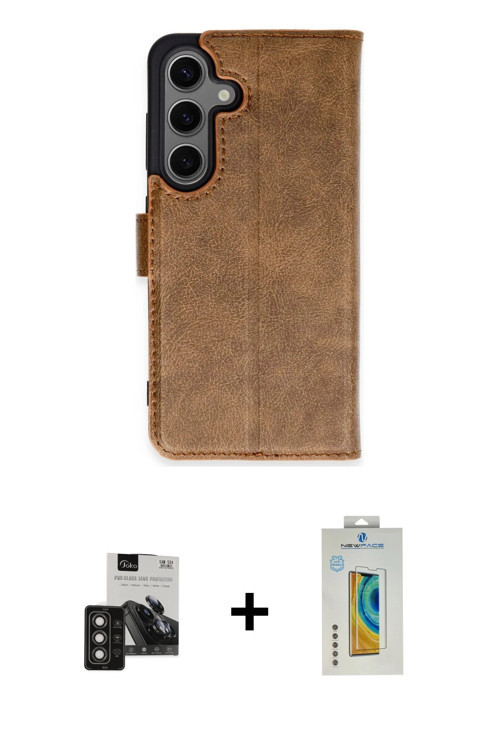 ieg™ Galaxy S24 Kılıf Siluet Işık Serisi - Siyah Polymer Nano Ekran Koruyucu + Titan Gri PVD Metal K