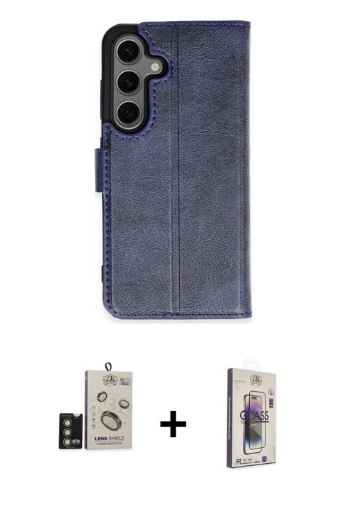 ieg™ Galaxy S24 Kılıf Siluet Işık Serisi - Siyah Bilvis 3D Cam Ekran Koruyucu + Gold Bilvis Titan Ka