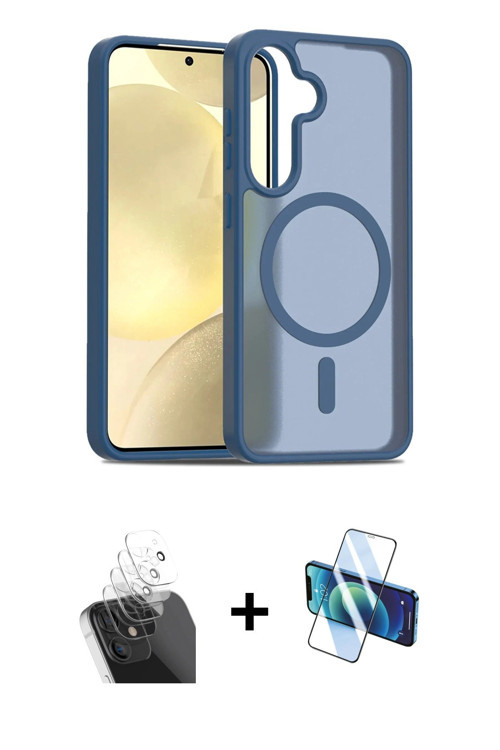 ieg™ Galaxy S24 Kılıf Siluet Minimal Prime - Siyah 3D Antistatik Cam Ekran Koruyucu + Şeffaf Kamera