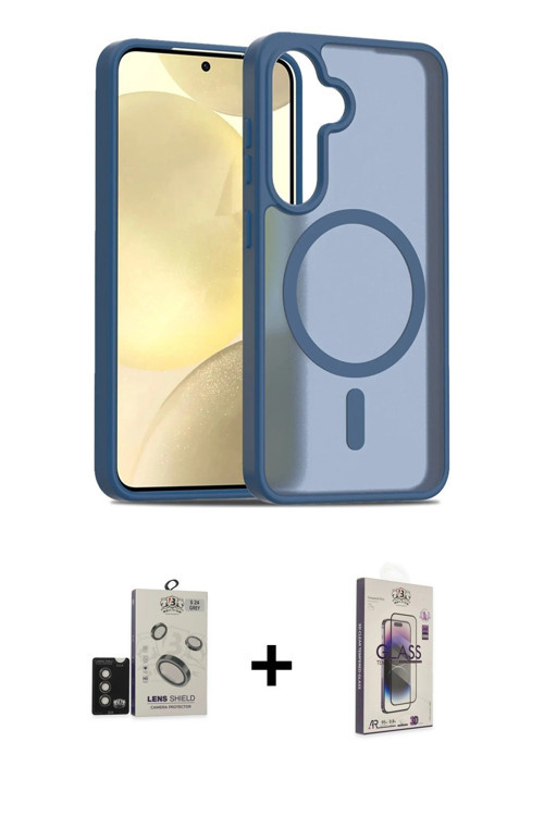 ieg™ Galaxy S24 Kılıf Siluet Minimal Prime - Siyah Bilvis 3D Cam Ekran Koruyucu + Titanyum Gri Bilvi