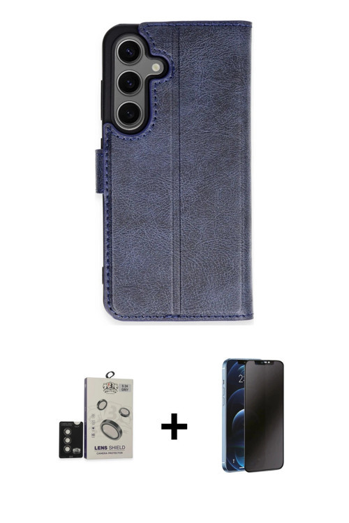 ieg™ Galaxy S24 Kılıf Siluet Işık Serisi - Siyah 3D Antistatik Hayalet Cam Ekran Koruyucu + Titanyum