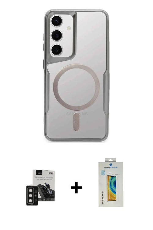 ieg™ Galaxy S24 Kılıf Yadigar Klasik Özel Seri - Siyah Polymer Nano Ekran Koruyucu + Siyah PVD Metal