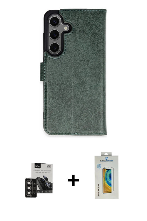 ieg™ Galaxy S24 Kılıf Siluet Işık Serisi - Siyah Polymer Nano Ekran Koruyucu + Titan Gri PVD Metal K