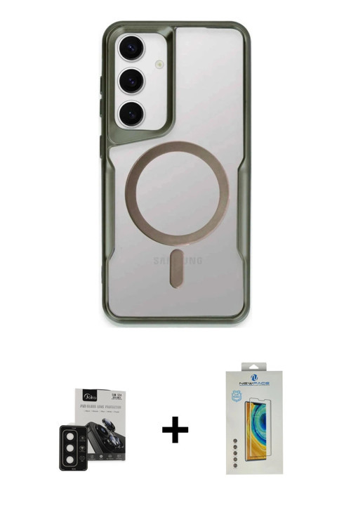 ieg™ Galaxy S24 Kılıf Yadigar Klasik Özel Seri - Siyah Polymer Nano Ekran Koruyucu + Siyah PVD Metal