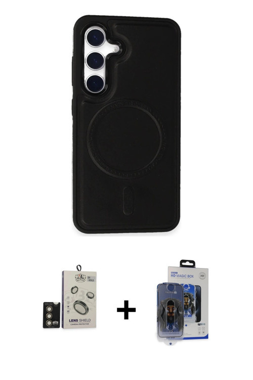 ieg™ Galaxy S24 Kılıf Zirve Işık Serisi - Siyah Vanessa Magic Cam + Gold Bilvis Titan Kamera Lens