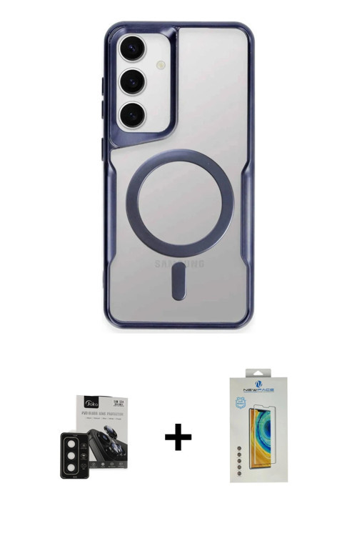 ieg™ Galaxy S24 Kılıf Yadigar Klasik Özel Seri - Siyah Polymer Nano Ekran Koruyucu + Siyah PVD Metal