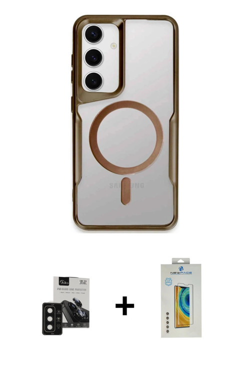 ieg™ Galaxy S24 Kılıf Yadigar Klasik Özel Seri - Siyah Polymer Nano Ekran Koruyucu + Siyah PVD Metal