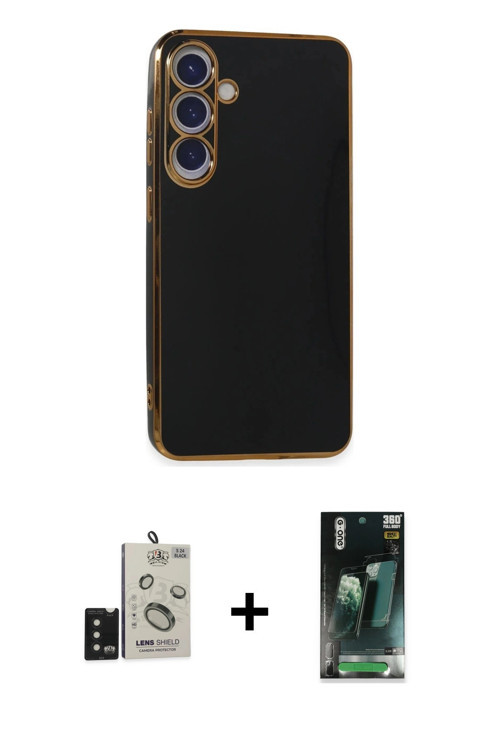 ieg™ Galaxy S24 Kılıf Yankı Serisi - Şeffaf 360 Full Body Arka Koruyucu + Siyah Bilvis Titan Kamera