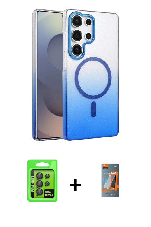 ieg™ Galaxy S24 Ultra Kılıf Ahenk Doku Özel Seri - Siyah AutoKit 5in1 Fiber Hayalet Polymer Nano Ekr