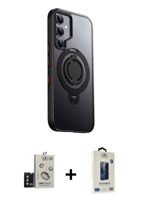 ieg™ Galaxy S24 Kılıf Zirve Çizgi Prime - Siyah Bilvis Hayalet Cam Ekran Koruyucu + Titanyum Gri Bil