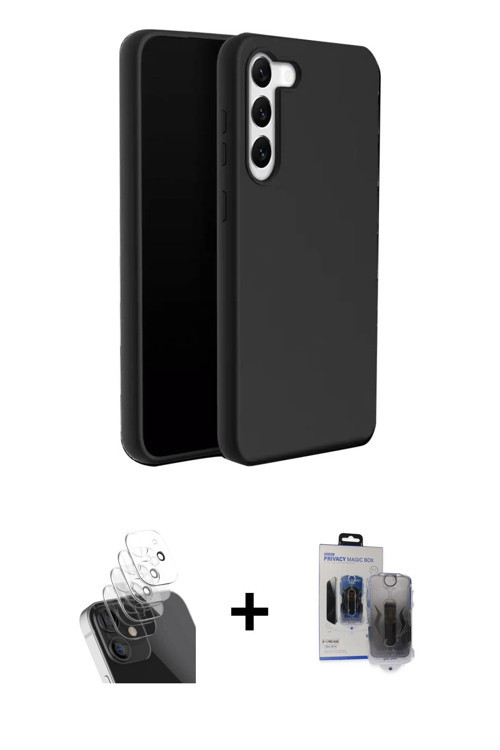 ieg™ Galaxy S24 Plus Kılıf Kozmos Yansıma Özel Seri - Siyah Vanessa Magic Hayalet Cam + Şeffaf Kamer