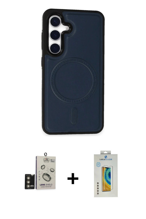 ieg™ Galaxy S24 Kılıf Zirve Işık Serisi - Siyah Polymer Nano Ekran Koruyucu + Gold Bilvis Titan Kame