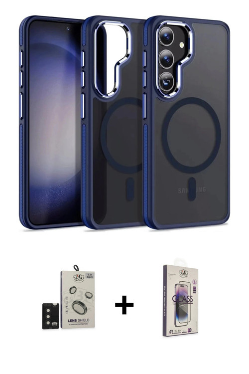 ieg™ Galaxy S24 Kılıf Yörünge Klasik - Siyah Bilvis 3D Cam Ekran Koruyucu + Siyah Bilvis Titan Kamer