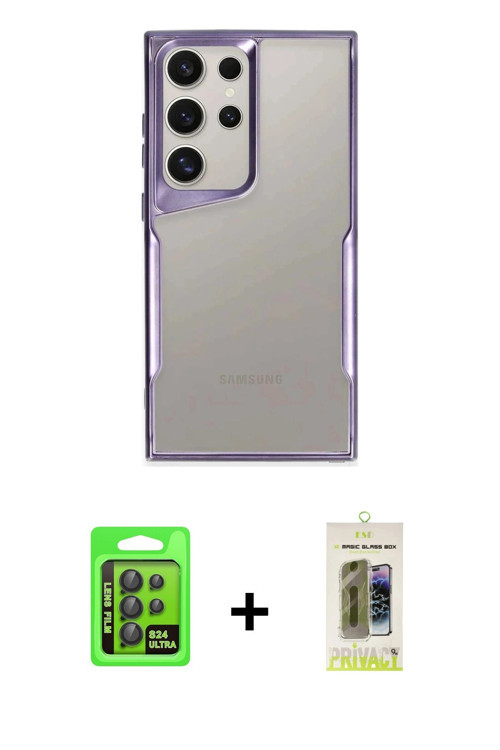 ieg™ Galaxy S24 Ultra Kılıf Akış Çizgi Koleksiyonu - Siyah Joko Magic 5D Hayalet Cam + Siyah Raze Me