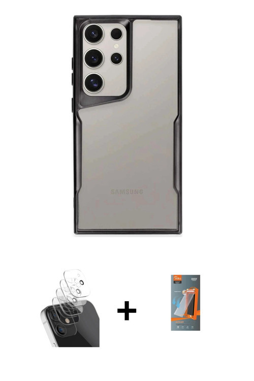 ieg™ Galaxy S24 Ultra Kılıf Akış Çizgi Koleksiyonu - Siyah AutoKit 5in1 Fiber Hayalet Polymer Nano E