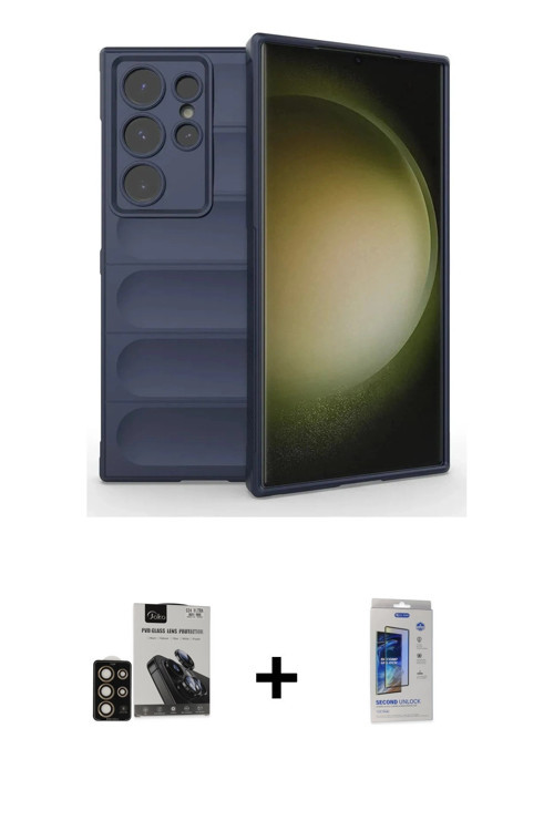 ieg™ Galaxy S24 Ultra Kılıf Atlas Koleksiyonu - Siyah Durable Full Glue Curved Cam + Gold PVD Metal