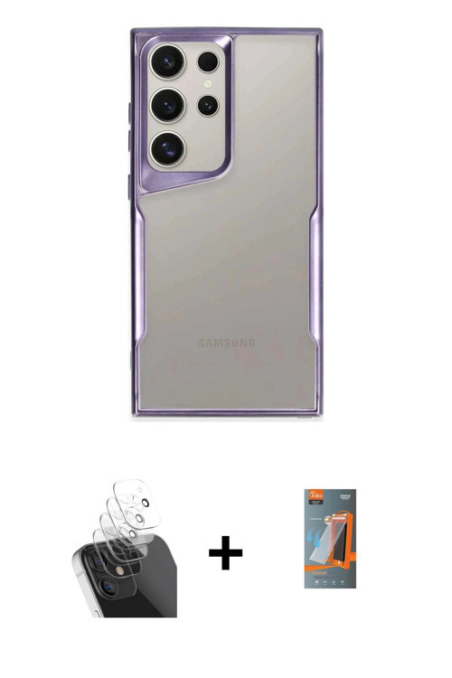 ieg™ Galaxy S24 Ultra Kılıf Akış Çizgi Koleksiyonu - Siyah AutoKit 5in1 Fiber Hayalet Polymer Nano E