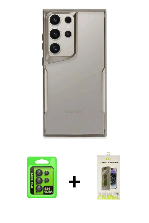 ieg™ Galaxy S24 Ultra Kılıf Akış Çizgi Koleksiyonu - Siyah Joko Magic 5D Hayalet Cam + Siyah Raze Me