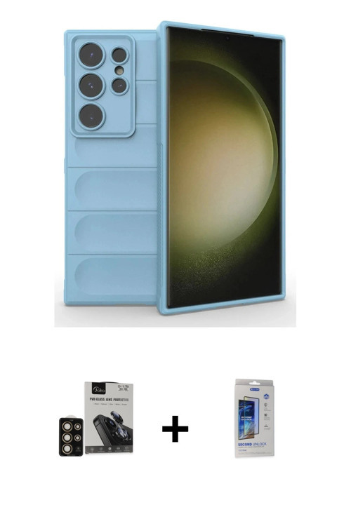 ieg™ Galaxy S24 Ultra Kılıf Atlas Koleksiyonu - Siyah Durable Full Glue Curved Cam + Gold PVD Metal