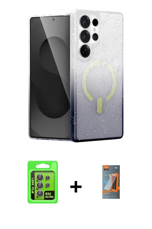 Galaxy S24 Ultra Kılıf Eksen Minimal Özel Seri - Siyah AutoKit 5in1 Fiber Hayalet Polymer Nano