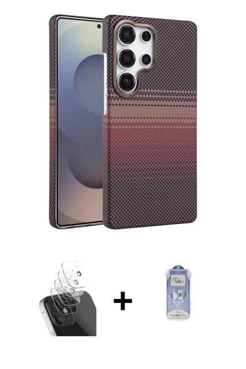 ieg™ Galaxy S24 Ultra Kılıf Doruk Serisi - Siyah Joko Magic 5D Cam + Şeffaf Kamera Lens Koruma Cam