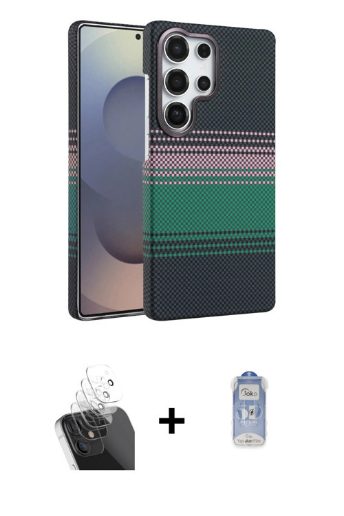 ieg™ Galaxy S24 Ultra Kılıf Doruk Serisi - Siyah Joko Magic 5D Cam + Şeffaf Kamera Lens Koruma Cam
