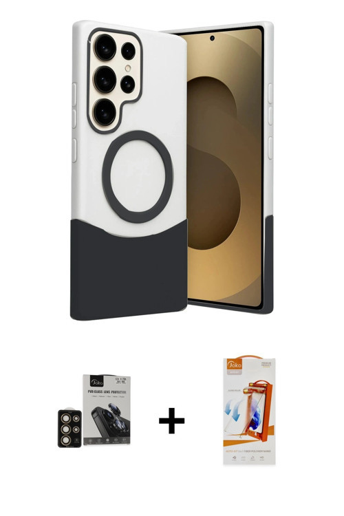 ieg™ Galaxy S24 Ultra Kılıf Kozmos Form Özel Seri - Siyah AutoKit 5in1 Fiber Polymer Nano Ekran Koru