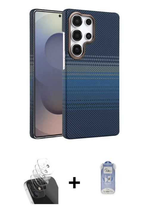 ieg™ Galaxy S24 Ultra Kılıf Doruk Serisi - Siyah Joko Magic 5D Cam + Şeffaf Kamera Lens Koruma Cam