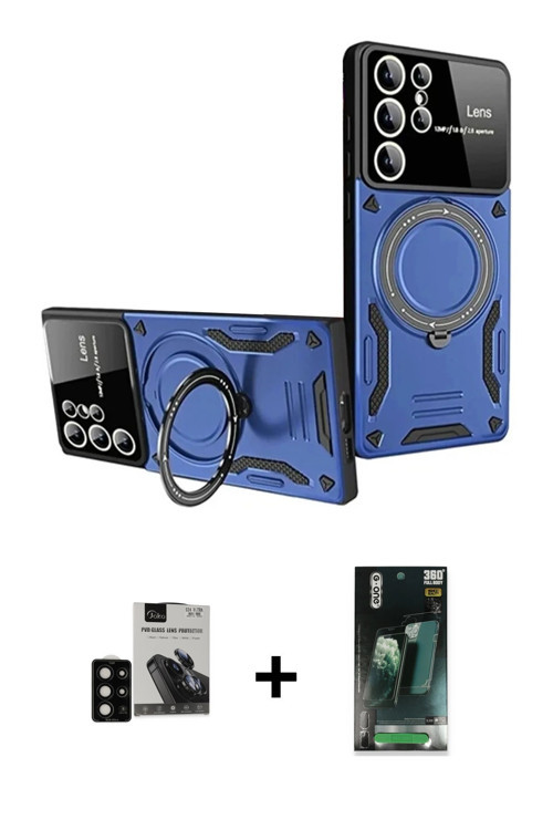 ieg™ Galaxy S24 Ultra Kılıf Kıvılcım Modern Serisi - Siyah 360 Mat Full Body Arka Koruyucu + Siyah P