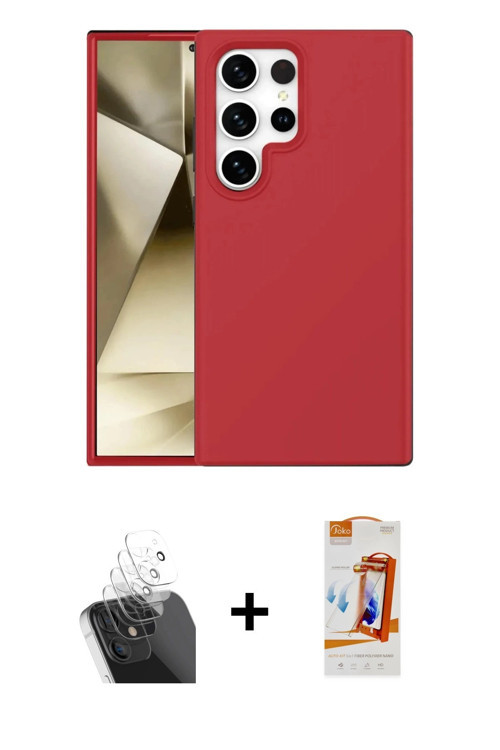 ieg™ Galaxy S24 Ultra Kılıf Kozmos Yansıma Özel Seri - Siyah AutoKit 5in1 Fiber Polymer Nano Ekran K