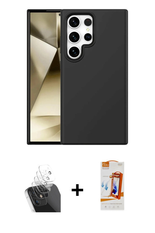 ieg™ Galaxy S24 Ultra Kılıf Kozmos Yansıma Özel Seri - Siyah AutoKit 5in1 Fiber Polymer Nano Ekran K