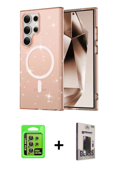 ieg™ Galaxy S24 Ultra Kılıf Nova Asil Prime - Siyah Bilvis Hayalet Cam Ekran Koruyucu + Sarı Raze Me
