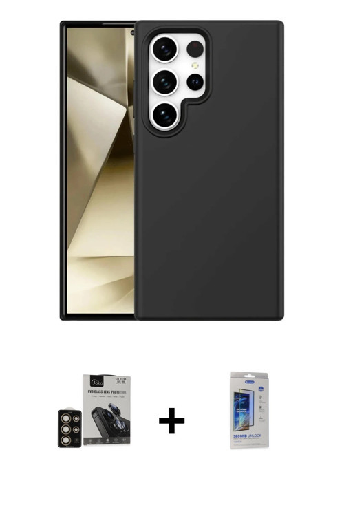 ieg™ Galaxy S24 Ultra Kılıf Kozmos Yansıma Özel Seri - Siyah Durable Full Glue Curved Cam + Gold PVD