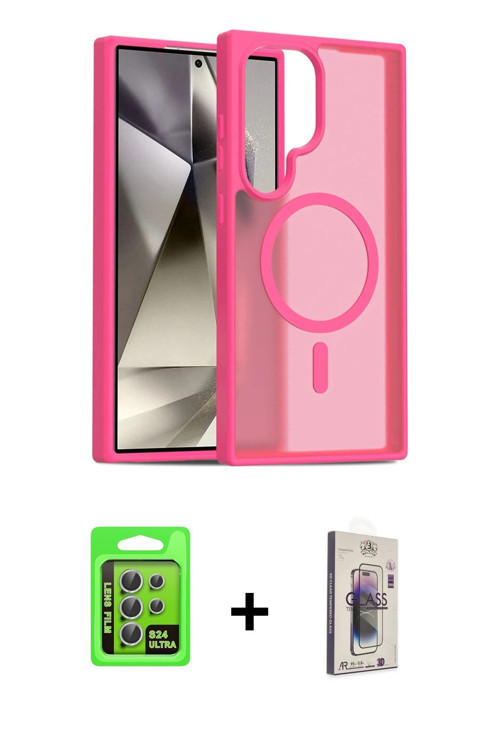 ieg™ Galaxy S24 Ultra Kılıf Siluet Minimal Prime - Siyah Bilvis 3D Cam Ekran Koruyucu + Gümüş Raze M