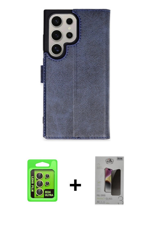 ieg™ Galaxy S24 Ultra Kılıf Siluet Işık Serisi - Siyah Bilvis Hayalet Cam Ekran Koruyucu + Sarı Raze