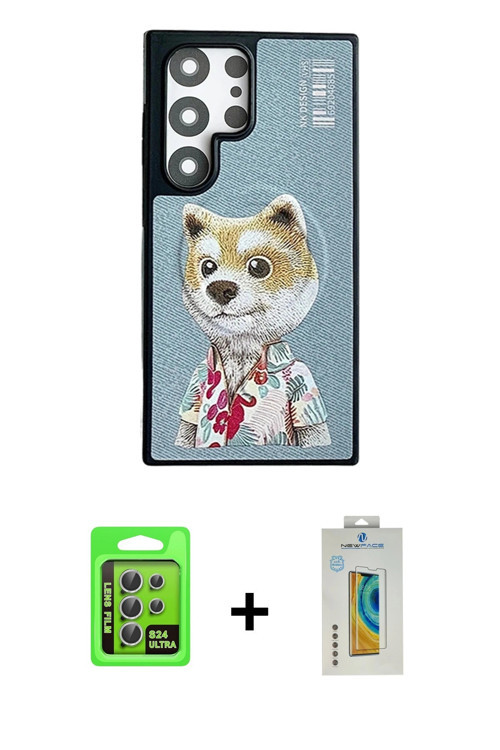 ieg™ Galaxy S24 Ultra Kılıf Siluet Modern Özel Seri - Siyah Polymer Nano Ekran Koruyucu + Gümüş Raze