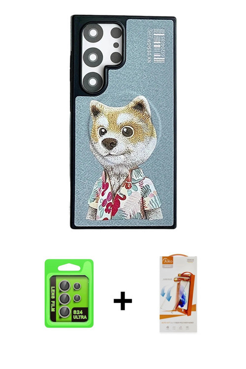 ieg™ Galaxy S24 Ultra Kılıf Siluet Modern Özel Seri - Siyah AutoKit 5in1 Fiber Polymer Nano Ekran Ko