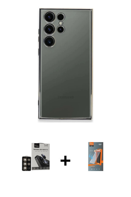 ieg™ Galaxy S24 Ultra Kılıf Vadi Minimal - Siyah AutoKit 5in1 Fiber Hayalet Polymer Nano Ekran Koruy