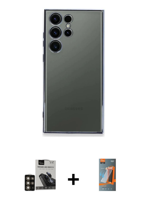 ieg™ Galaxy S24 Ultra Kılıf Vadi Minimal - Siyah AutoKit 5in1 Fiber Hayalet Polymer Nano Ekran Koruy