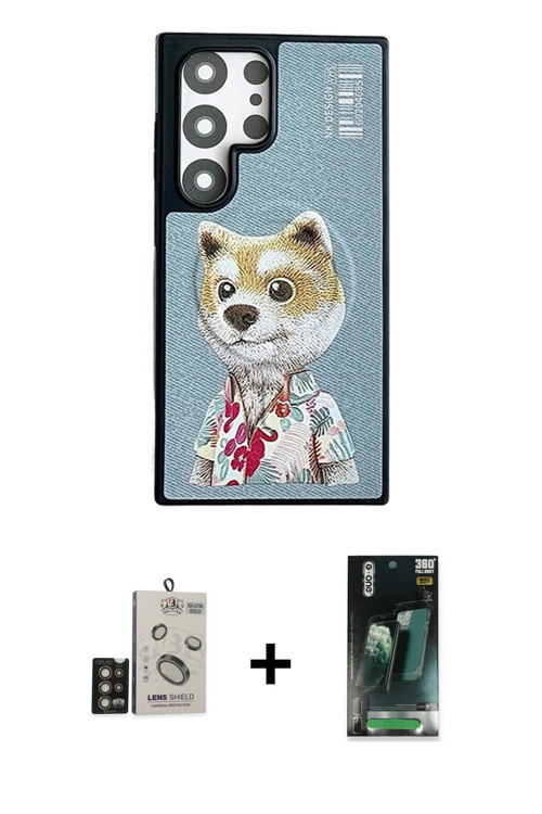 ieg™ Galaxy S24 Ultra Kılıf Siluet Modern Özel Seri - Şeffaf 360 Full Body Arka Koruyucu + Gold Bilv