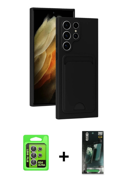 ieg™ Galaxy S24 Ultra Kılıf Vadi Çizgi Prime - Şeffaf 360 Full Body Arka Koruyucu + Mor Raze Metal K