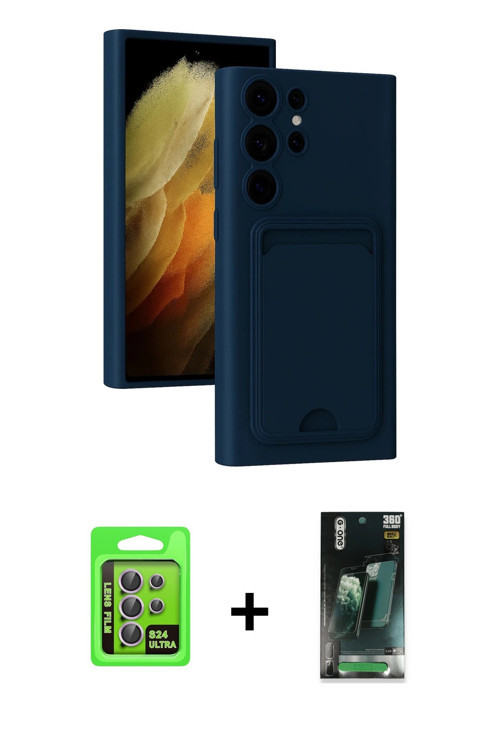 ieg™ Galaxy S24 Ultra Kılıf Vadi Çizgi Prime - Şeffaf 360 Full Body Arka Koruyucu + Mor Raze Metal K