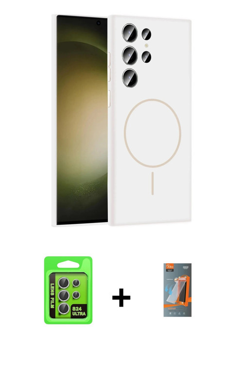 Galaxy S24 Ultra Kılıf Yankı Form Serisi - Siyah AutoKit 5in1 Fiber Hayalet Polymer Nano Ekran
