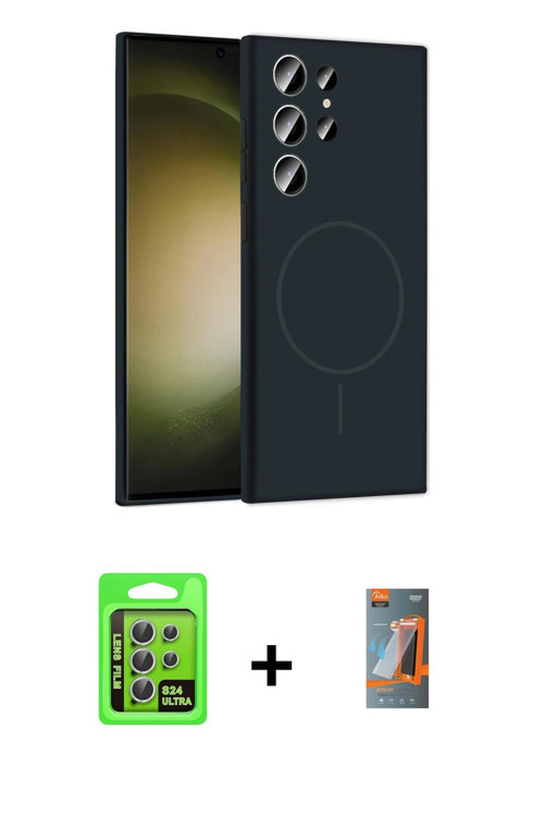 Galaxy S24 Ultra Kılıf Yankı Form Serisi - Siyah AutoKit 5in1 Fiber Hayalet Polymer Nano Ekran