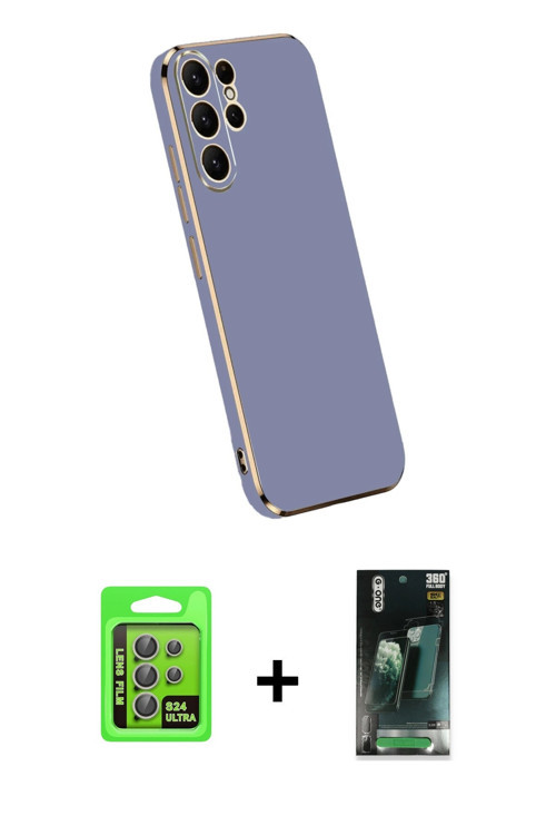 ieg™ Galaxy S24 Ultra Kılıf Yankı Serisi - Siyah 360 Mat Full Body Arka Koruyucu + Gri Raze Metal Ka
